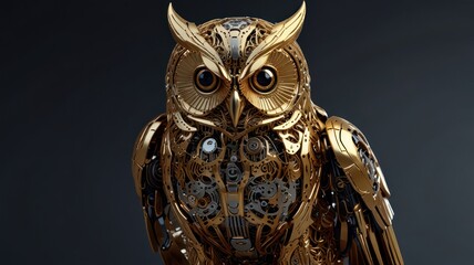 Obraz premium Golden Mechanical Owl