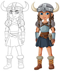 Viking Warrior Girl Illustration