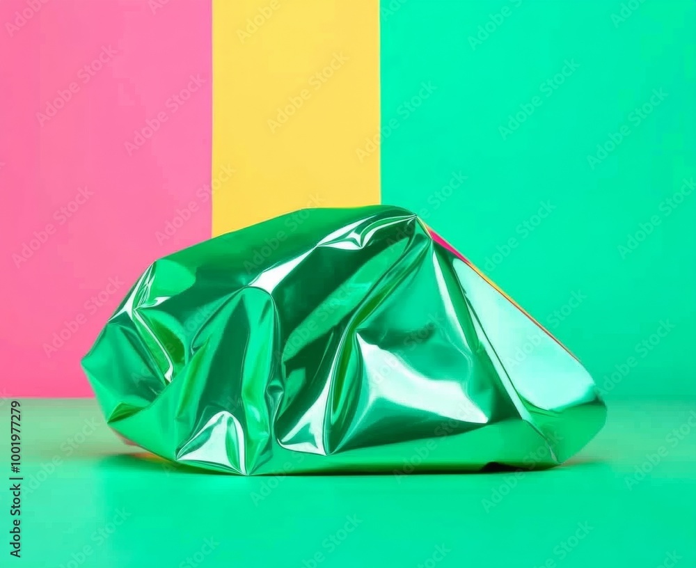 Poster Iridescent Abstract Holographic Background with Reflective Patterns and Vibrant Colors