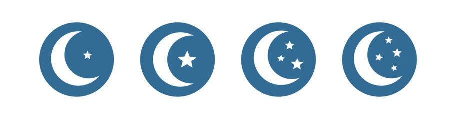 Moon Icon In Circle Button. Icon for Website or Mobile Phone