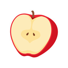 sliced red apple simple vector illustration, healthy sweet fruit