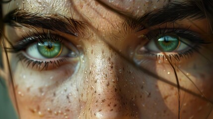 Close-up Portrait of a Woman with Green Eyes