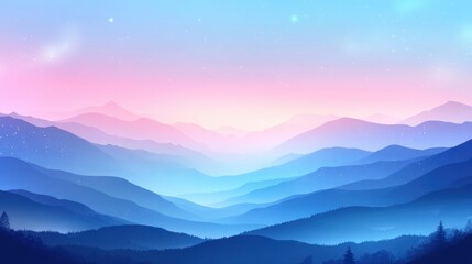 Fototapeta premium Enjoy a tranquil mountain view at dusk, adorned with soft clouds and a calming gradient sky