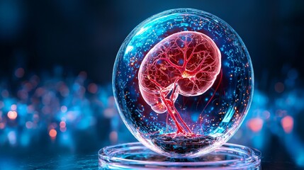 Glowing Brain Model in Transparent Sphere Display