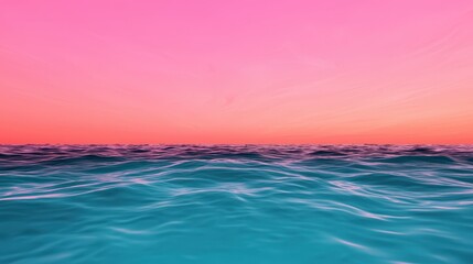 Obraz premium Pink Sunset Over Ocean Waves Calm Sea Tropical Beach Seascape Horizon