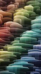 Obraz premium Colorful abstract wave patterns with smooth gradients flowing through layers, creating a vibrant visual effect in the background. Generative AI