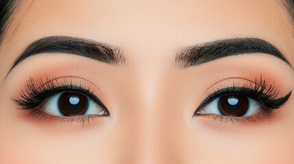 Close up of Beautiful Eyes with Eyeliner and False Eyelashes