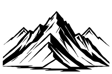 Fototapeta premium Black and white illustration. Mountain landscape on a white background .