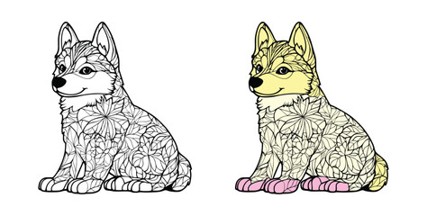 Dog Mandala Coloring page for adult editable vector illustration design