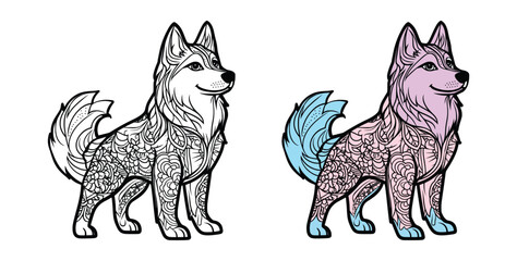 Dog Mandala Dog Coloring page editable vector illustration design