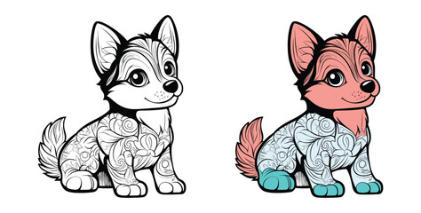 Dog Mandala Dog Coloring page editable vector illustration design