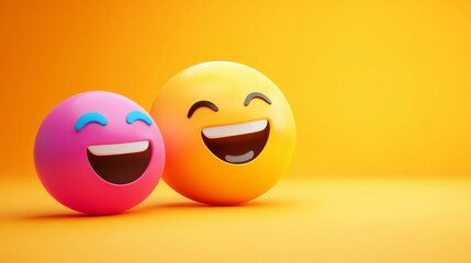 smiley face emojis on vibrant orange background