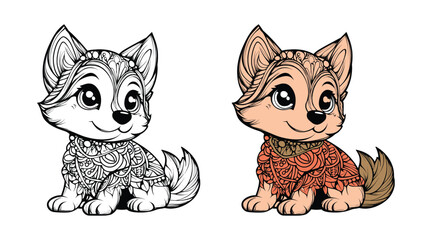 Dog mandala Coloring page for adult editable vector illustration
