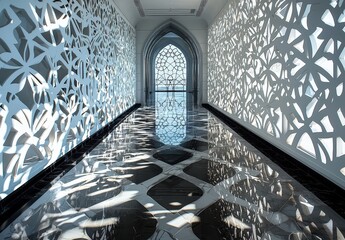 Obraz premium White hallway with intricate details