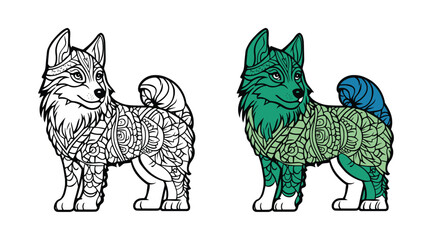 Dog mandala Coloring page for adult editable vector illustration design