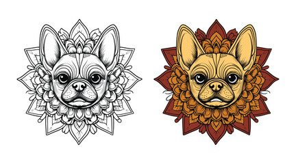 Dog Mandala Coloring page for adult editable vector illustration design