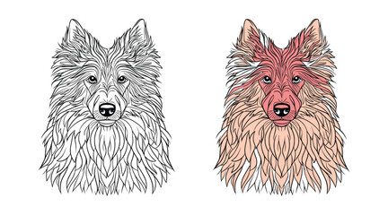Dog mandala Coloring page for adult editable vector illustration