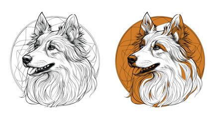 Dog mandala Coloring page for adult editable vector illustration