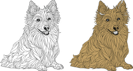 Dog Mandala Dog Coloring page editable vector illustration design