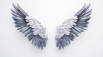 Obraz premium white and grey angel wings on white