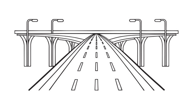 recommend clip art: Expressway continuous line art flat vector illustration on white background