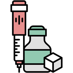 Insulin Pen Icon. Glucagon Injector Tool Pictogram Graphic Illustration. Isolated Simple Filled Line Icon For Infographic, App and Web Button.