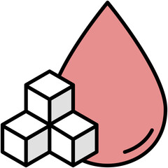 Blood Sugar Icon. Glucose High Cube Pictogram Graphic Illustration. Isolated Simple Filled Line Icon For Infographic, App and Web Button.