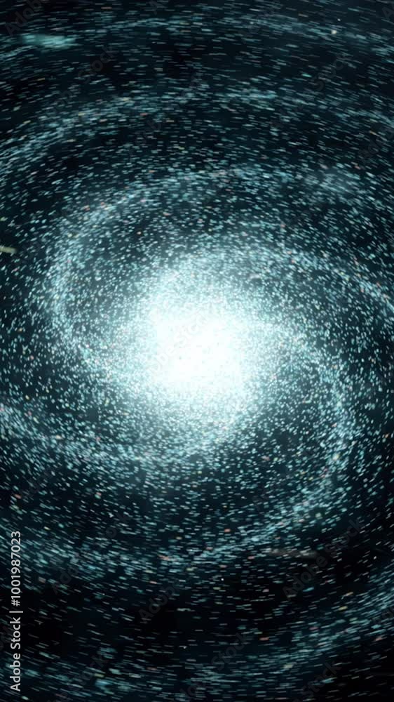 Poster galaxy in deep space of a spiral form rotating on black background, seamless loop. animation. flying