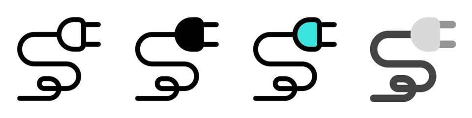 Editable electrical plug, cord, cable, wire vector icon. Construction, tools, industry. Part of a big icon set family. Perfect for web and app interfaces, presentations, infographics, etc