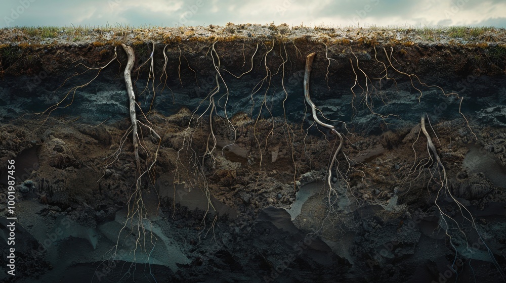 Poster underground soil layers and root structures
