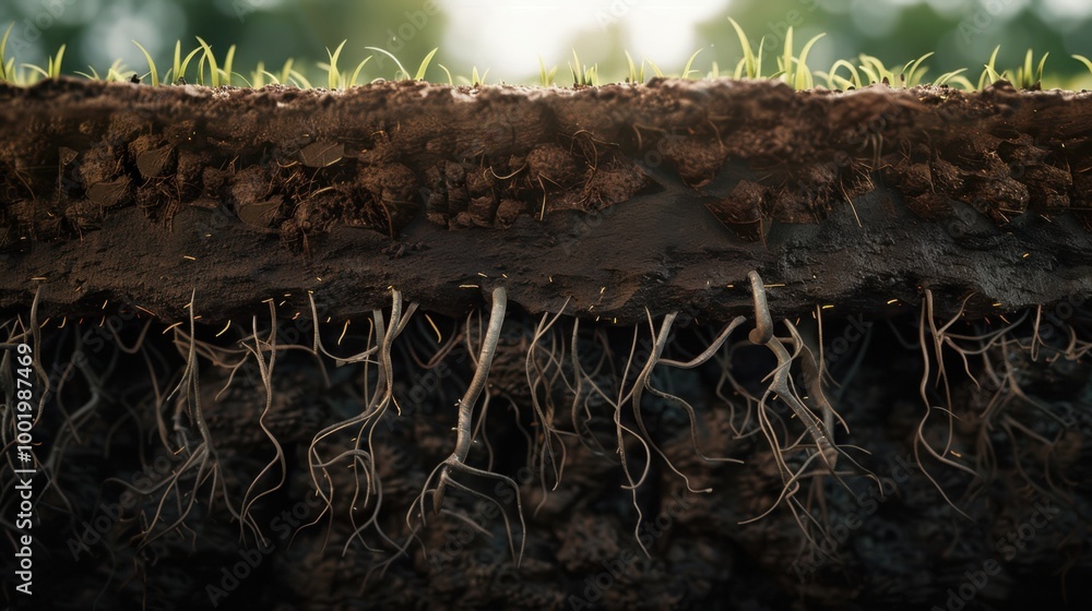 Poster ground level view of roots and soil layers