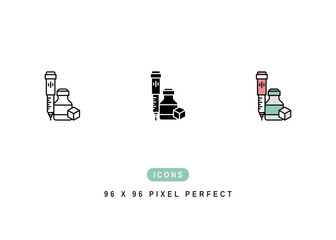 Insulin Pen Icon. Glucagon Injector Tool Pictogram Graphic Illustration. Isolated Simple Line Icon For Infographic, App and Web Button.