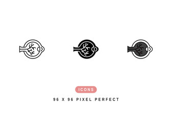 Retinopathy Icon. Cornea Diabetic Eye Pictogram Graphic Illustration. Isolated Simple Line Icon For Infographic, App and Web Button.