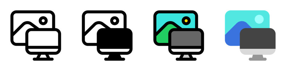 Editable workspace, computer, view, painting vector icon. Remote work, job, profession, freelance. Part of a big icon set family. Perfect for web and app interfaces, presentations, infographics, etc