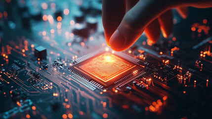 A glowing data chip being inserted into a futuristic supercomputer v2