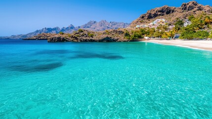 Obraz premium Turquoise Waters and Sandy Beach in Cabo Verde Island
