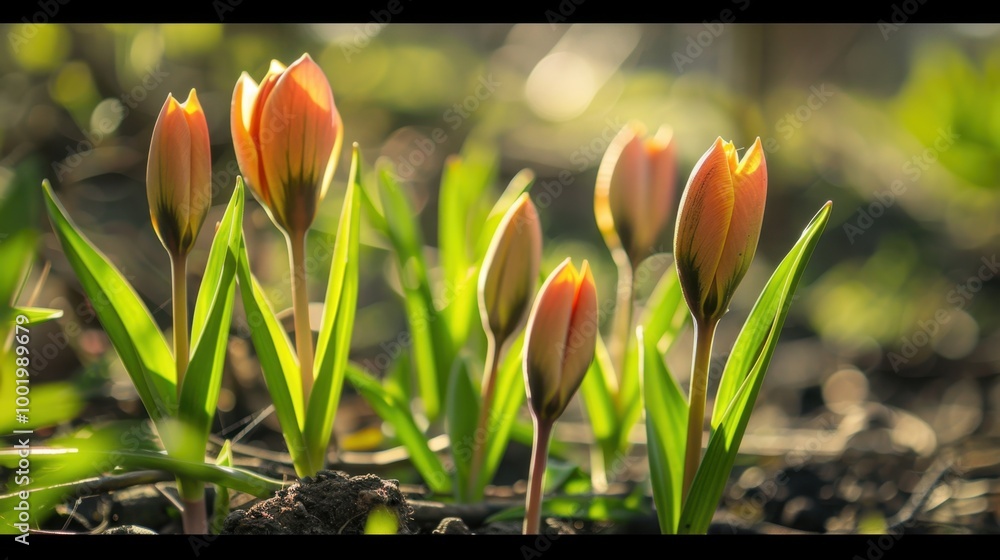 Canvas Prints Beautiful Tulips Blooming in Spring Light