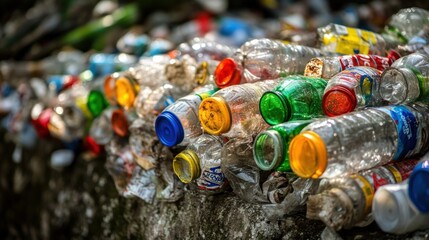 A close-up view of discarded plastic bottles highlighting environmental pollution.