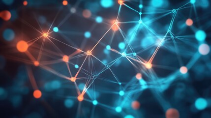 Obraz premium Abstract digital nodes in a complex network, symbolizing the evolution of technological connectivity.