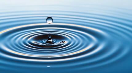 Water Droplet Ripples  Calm Pond  Abstract Blue  Nature Photography