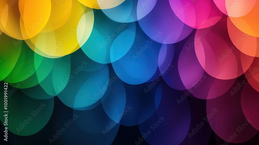 Poster abstract colorful bokeh background rainbow circles and lights