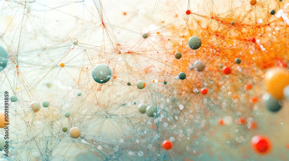 Aufkleber abstract network of nodes and lines, illustrating the interconnected web of technological evolution.