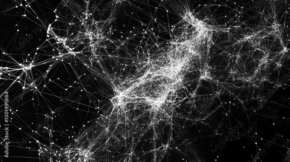 Aufkleber abstract network of nodes and lines, illustrating the interconnected web of technological evolution.