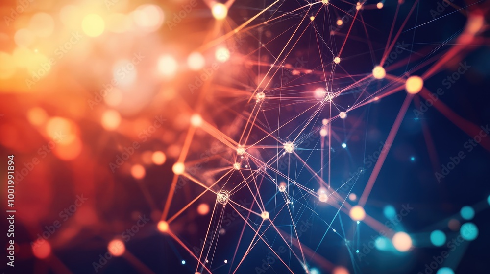 Aufkleber abstract network of nodes and lines, illustrating the interconnected web of technological evolution.