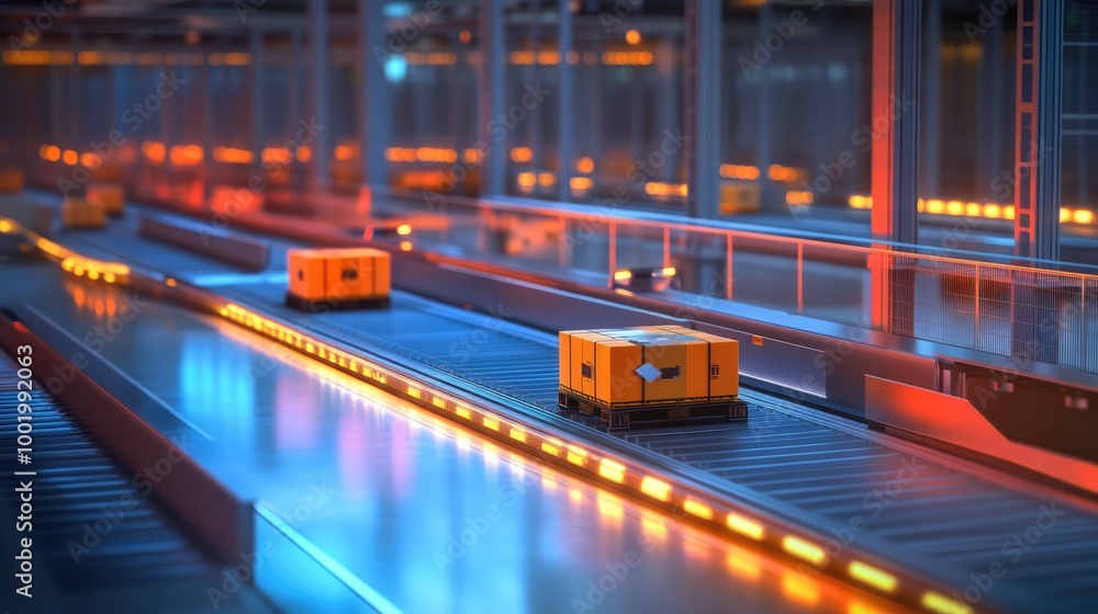 Poster advanced logistics hub with automated systems for efficient inventory and shipment management