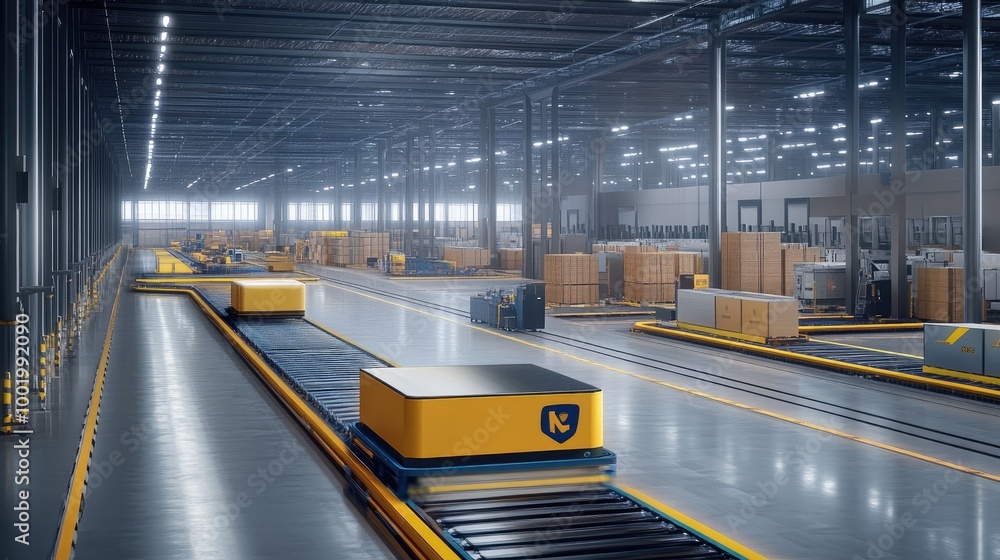 Poster advanced logistics hub with automated systems for efficient inventory and shipment management