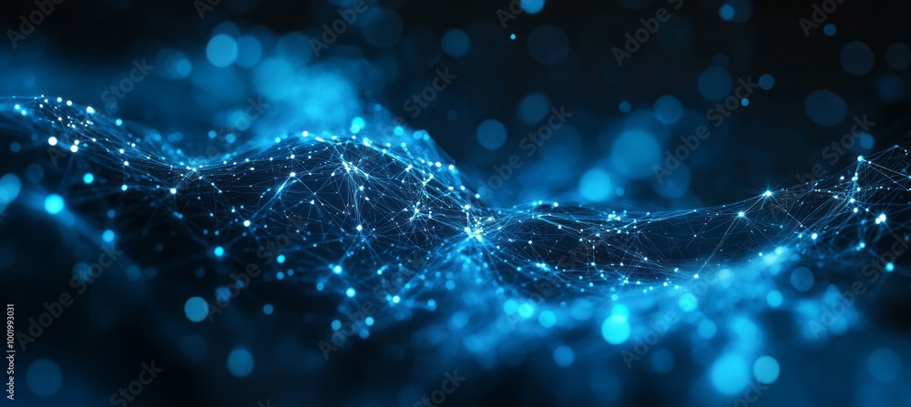 Poster Network polygonal plexus background. Global data cyber system. Generative AI technology.