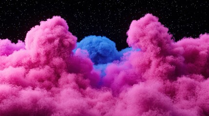 Fototapeta premium Abstract Pink and Blue Smoke Clouds with Stars Background