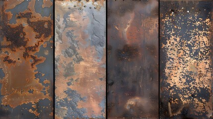 Rusty  with weathered iron hinges on an ancient, grunge wall