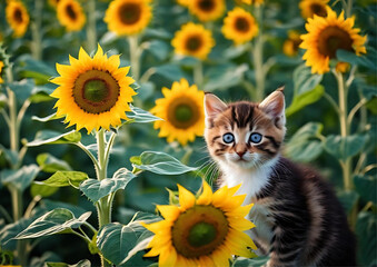 sunflower and cat